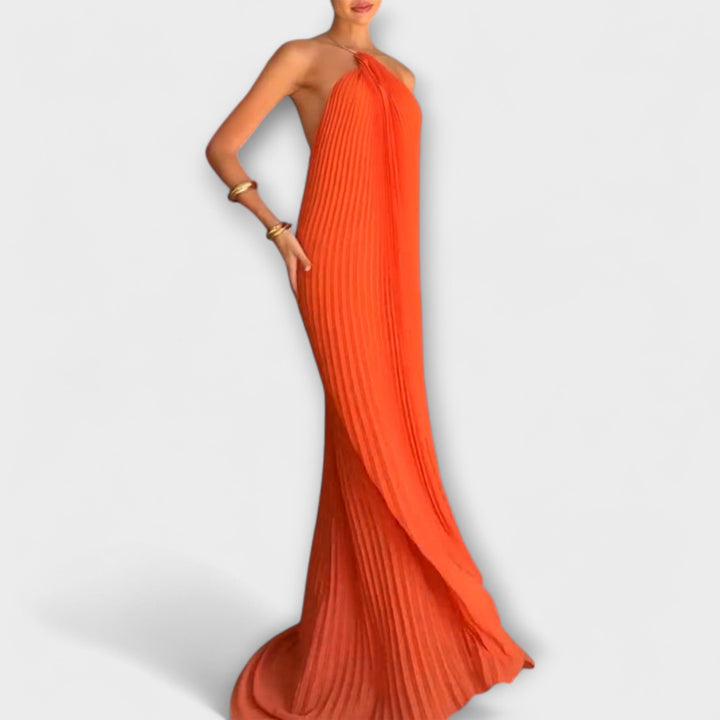 Stylish Dress with Pleated Neckline