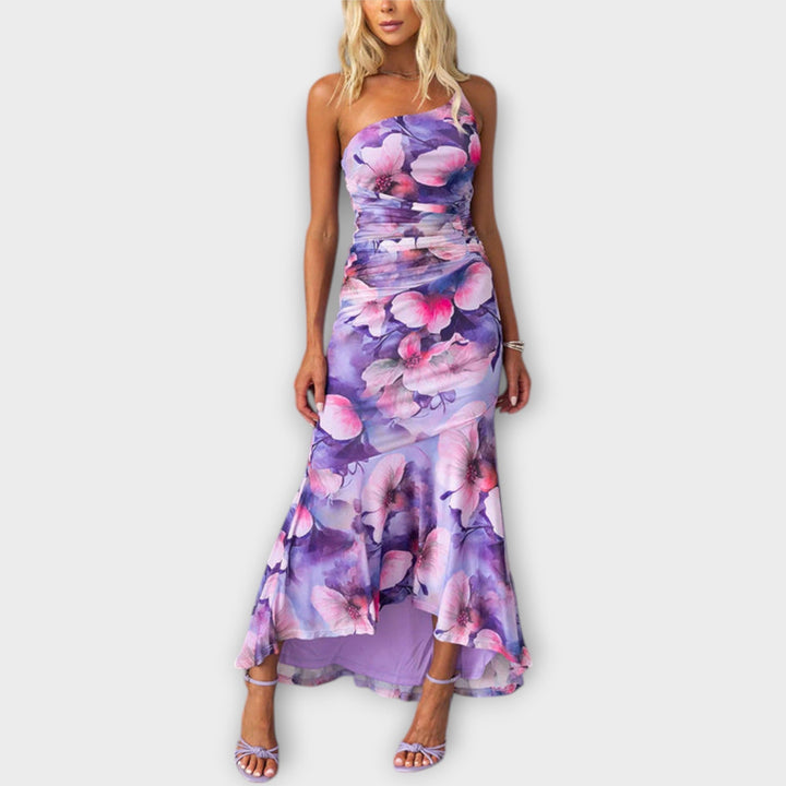 Maxi Dress with Asymmetrical Ruching