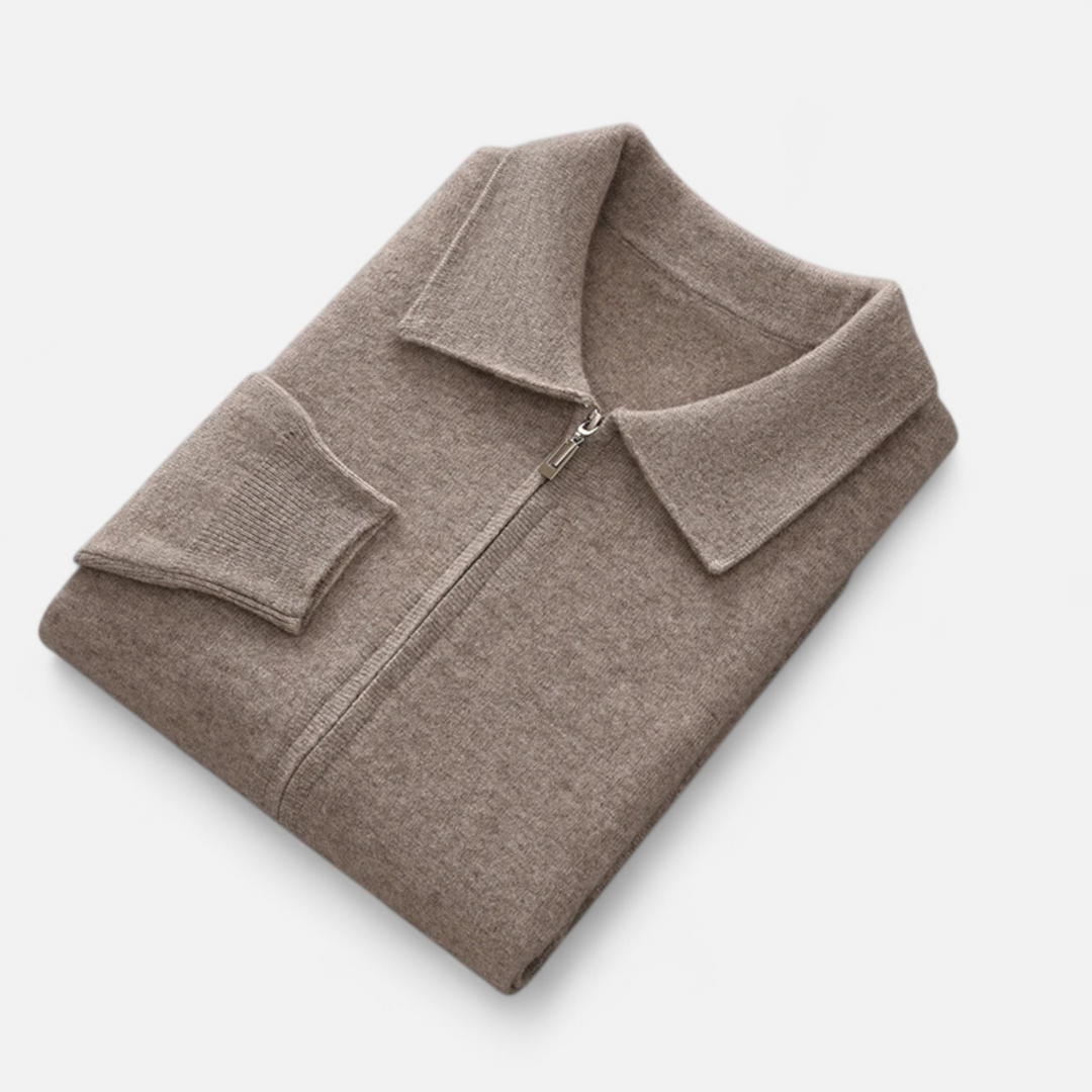 Men’s Wool-Cashmere Zip Business Sweater