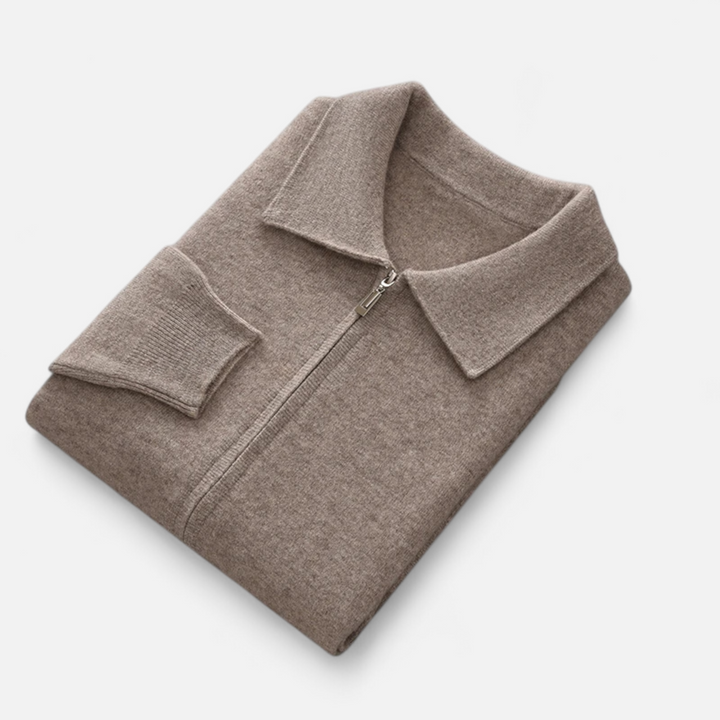 Men’s Wool-Cashmere Zip Business Sweater