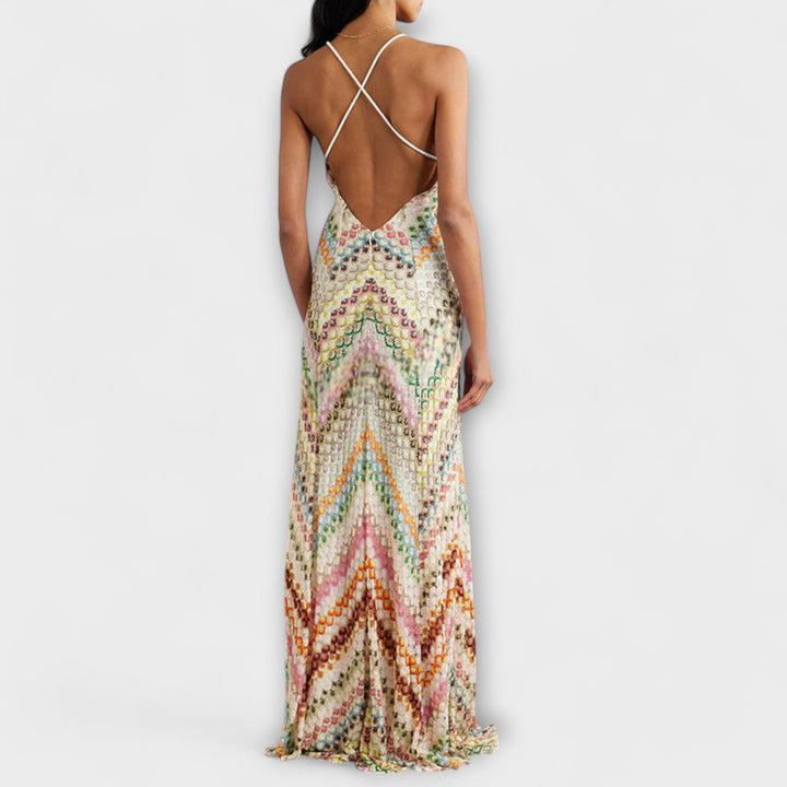 Missoni Colorful Herringbone Pattern Maxi Dress