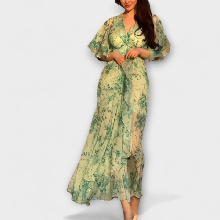 Stylish Floral V-Neck Dress