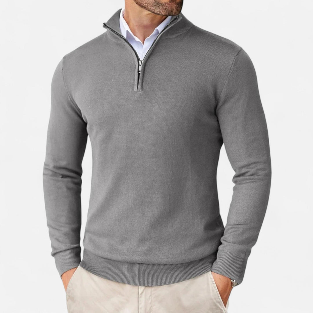 Pull ajusté pour homme à fermeture éclair courte