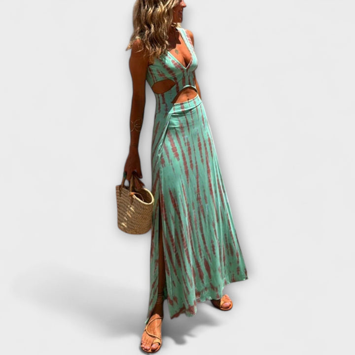 Sukienka Eleanor z wycięciami, rozciągliwa, z efektem farbowania na supełki i rozdarcia