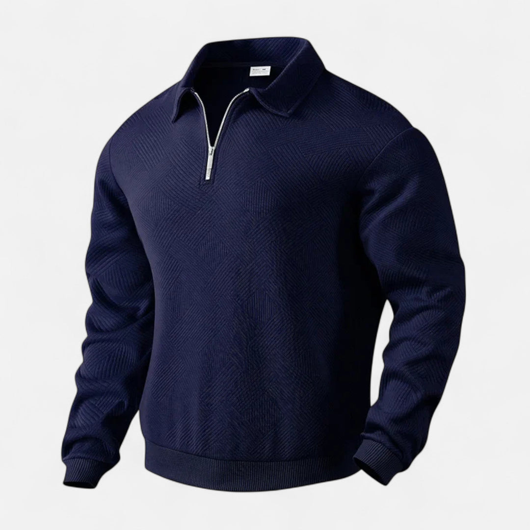 Men’s Long-Sleeved Polo Shirt | Zipper Lapel