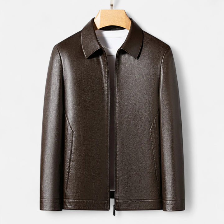 Pánská bunda z umělé kůže – podzimní elegance s límcem na stojáka