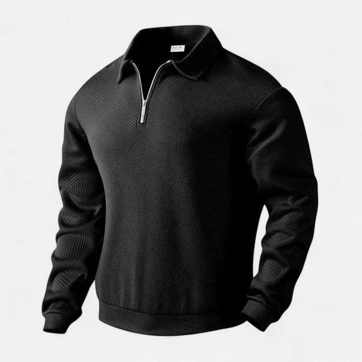 Men’s Long-Sleeved Polo Shirt | Zipper Lapel