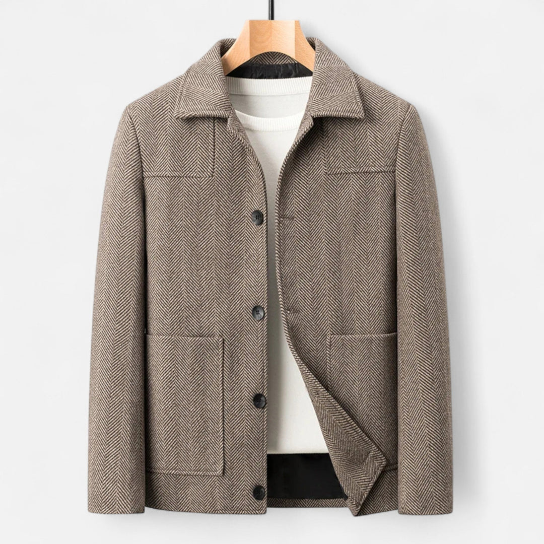 Pánský kabát z vlněné směsi – obchodní klopový elegantní střih