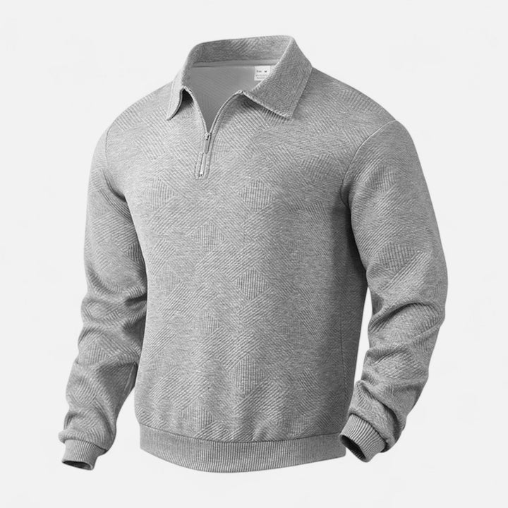 Men’s Long-Sleeved Polo Shirt | Zipper Lapel