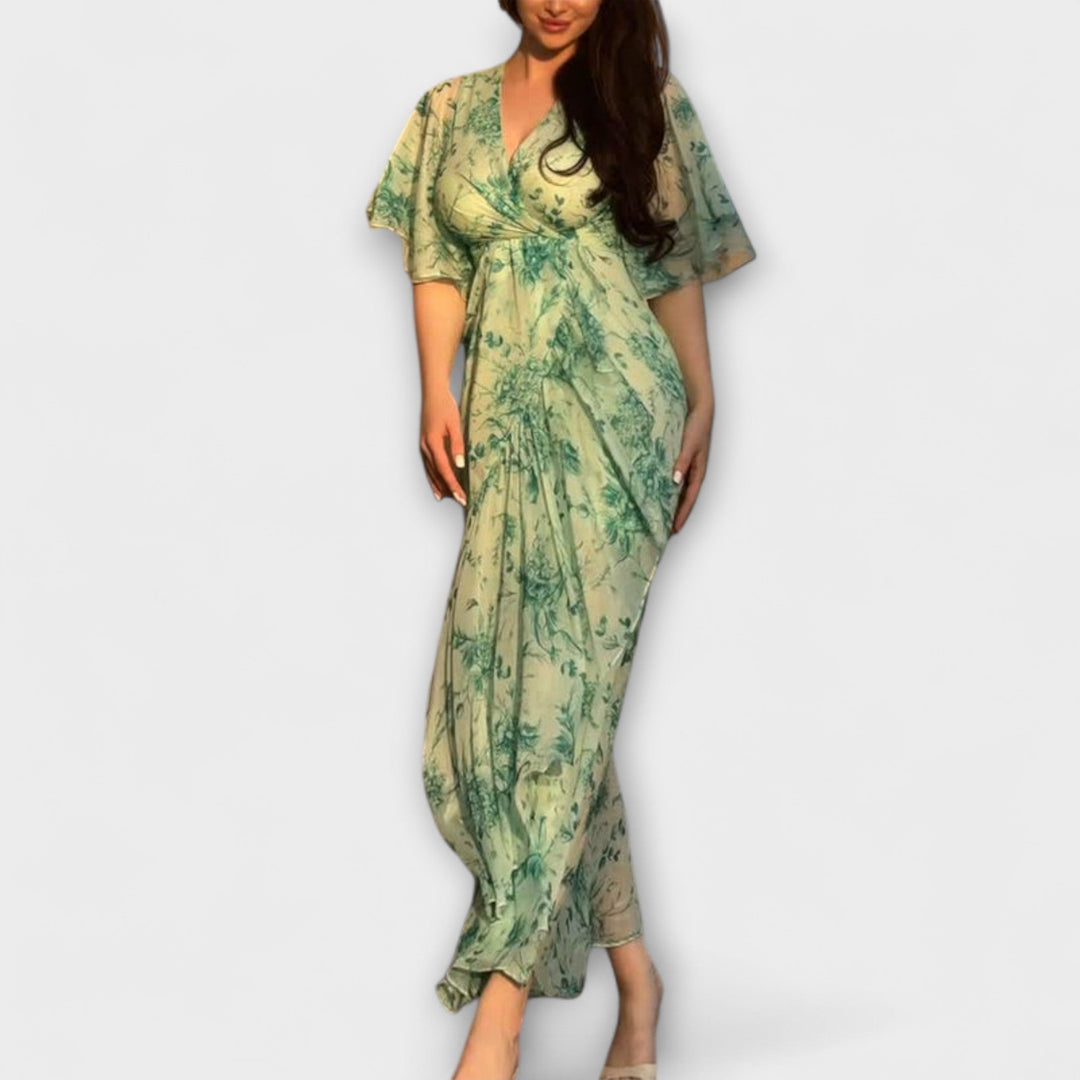 Stylish Floral V-Neck Dress