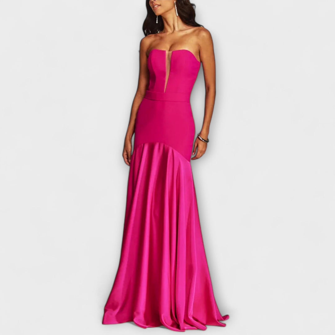 Off-Shoulder Maxi Dress with V-Neck