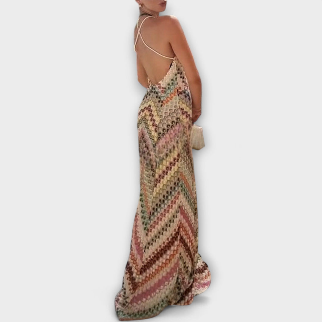 Missoni Colorful Herringbone Pattern Maxi Dress