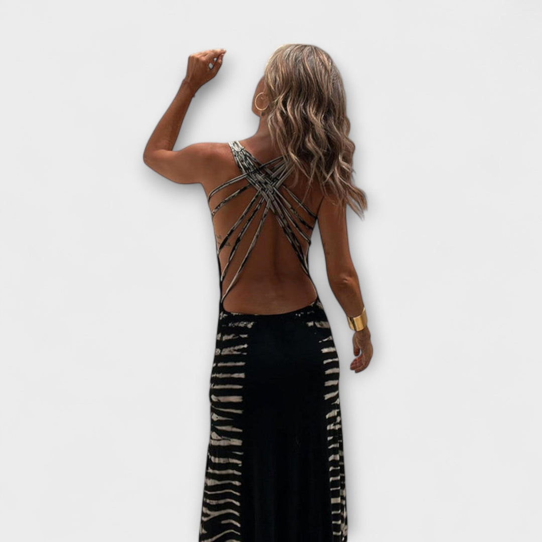 Sukienka maxi z wiązaniem w gwiaździste niebo