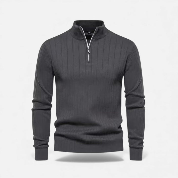 Men’s Warm Minimalist Zippered Knit Sweater