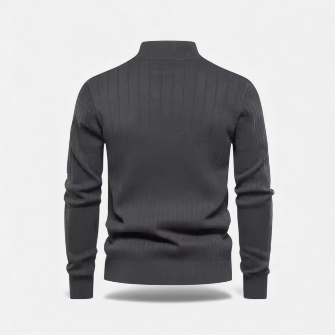 Men’s Warm Minimalist Zippered Knit Sweater