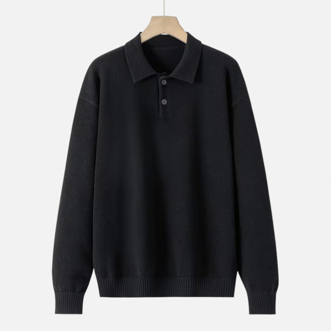 Men’s Loose-Fit Button-Up Polo Sweater