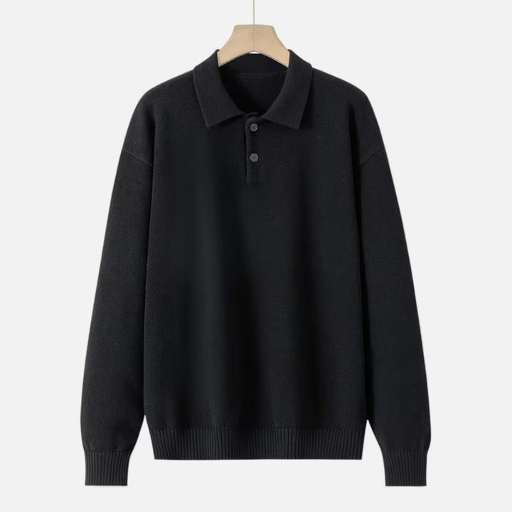 Men’s Loose-Fit Button-Up Polo Sweater