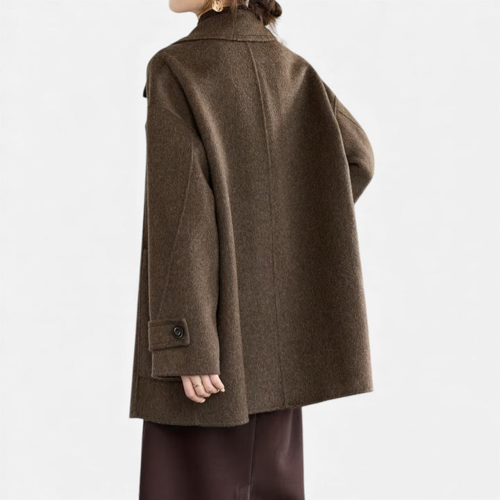 Damski gruby zimowy płaszcz z mieszanki alpaki