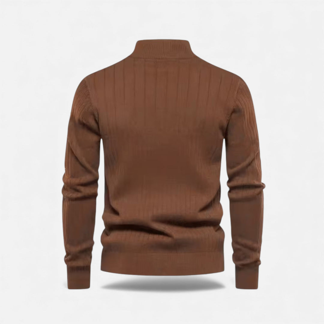 Men’s Warm Minimalist Zippered Knit Sweater