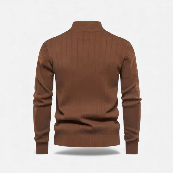 Men’s Warm Minimalist Zippered Knit Sweater