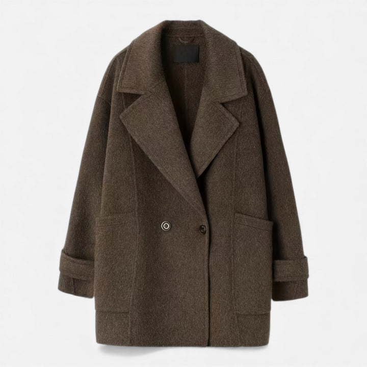 Damski gruby zimowy płaszcz z mieszanki alpaki