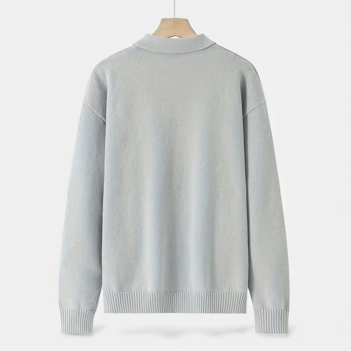 Men’s Loose-Fit Button-Up Polo Sweater