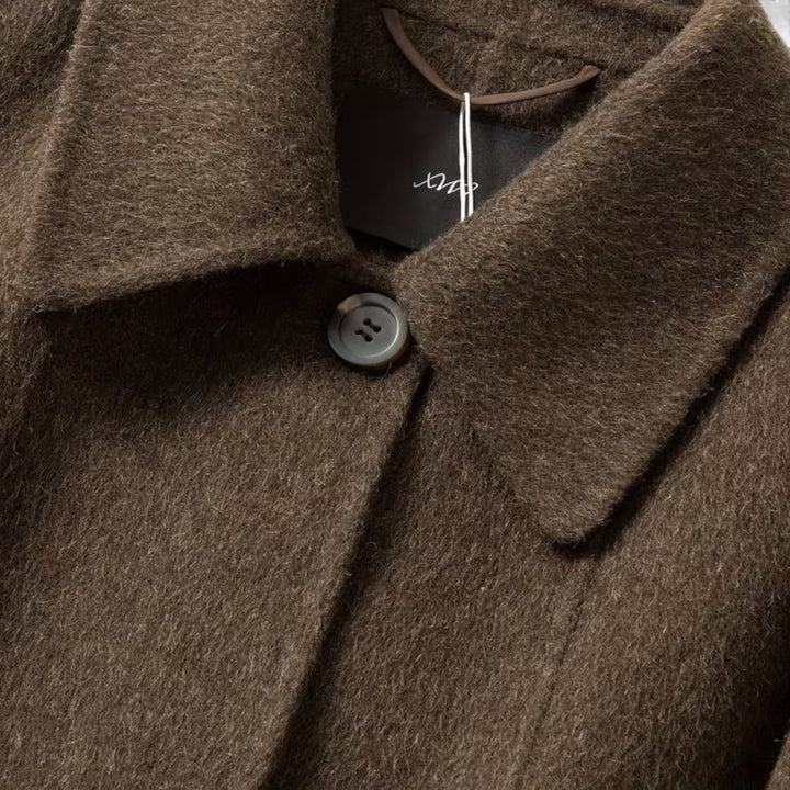 Damski usztywniany długi zimowy płaszcz wełniany