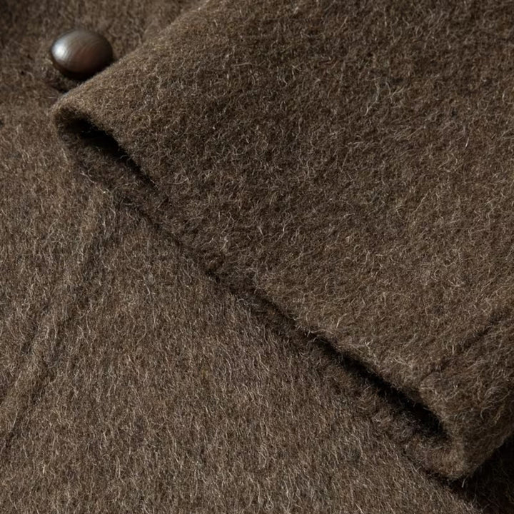 Damski usztywniany długi zimowy płaszcz wełniany