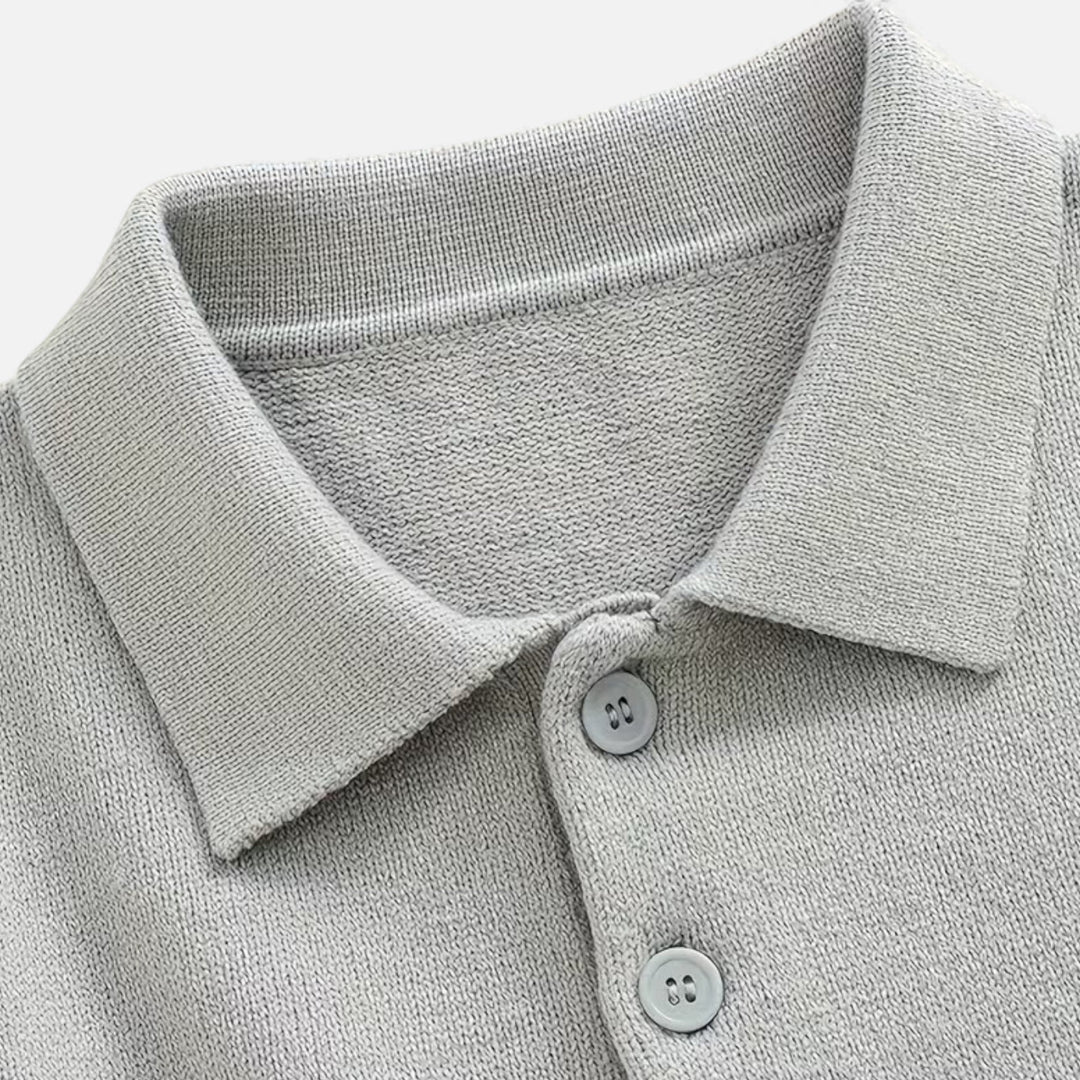 Men’s Loose-Fit Button-Up Polo Sweater
