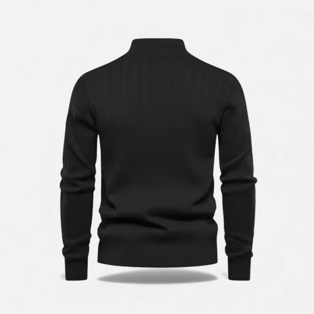Men’s Warm Minimalist Zippered Knit Sweater