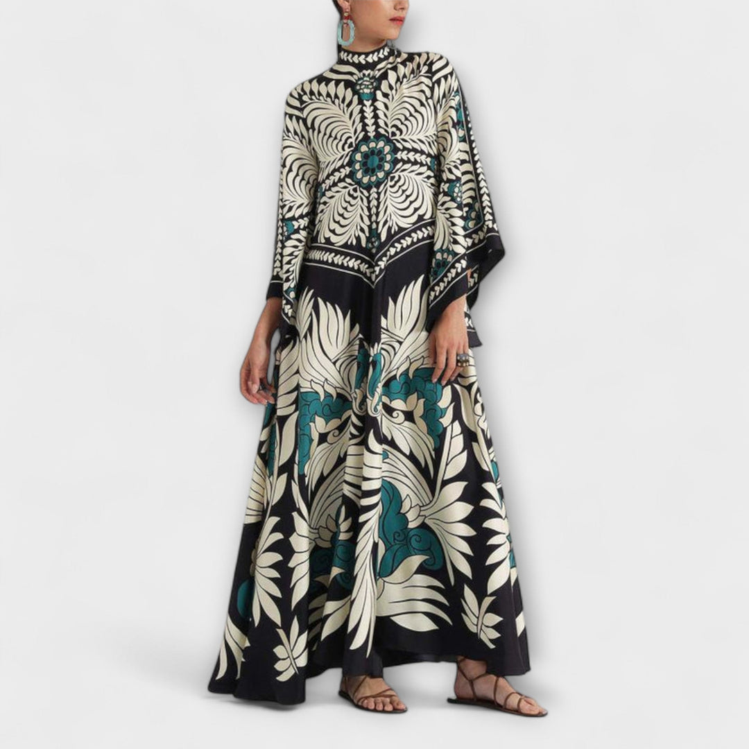 Stylish Floral Print Flowing Maxi Dress