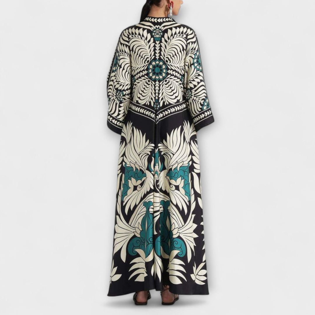 Stylish Floral Print Flowing Maxi Dress