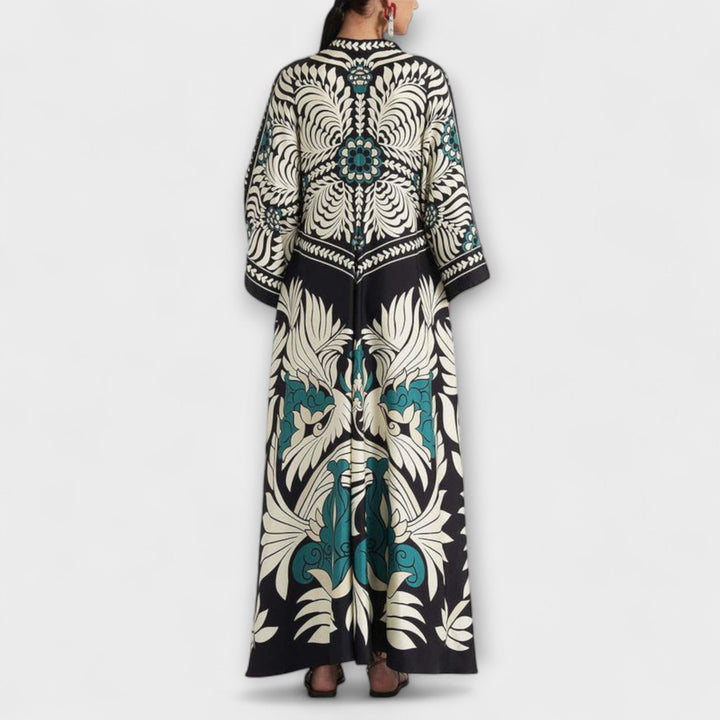 Stylish Floral Print Flowing Maxi Dress