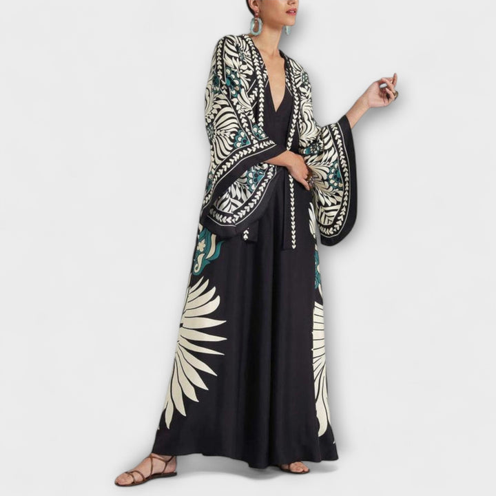 Stylish Floral Print Flowing Maxi Dress