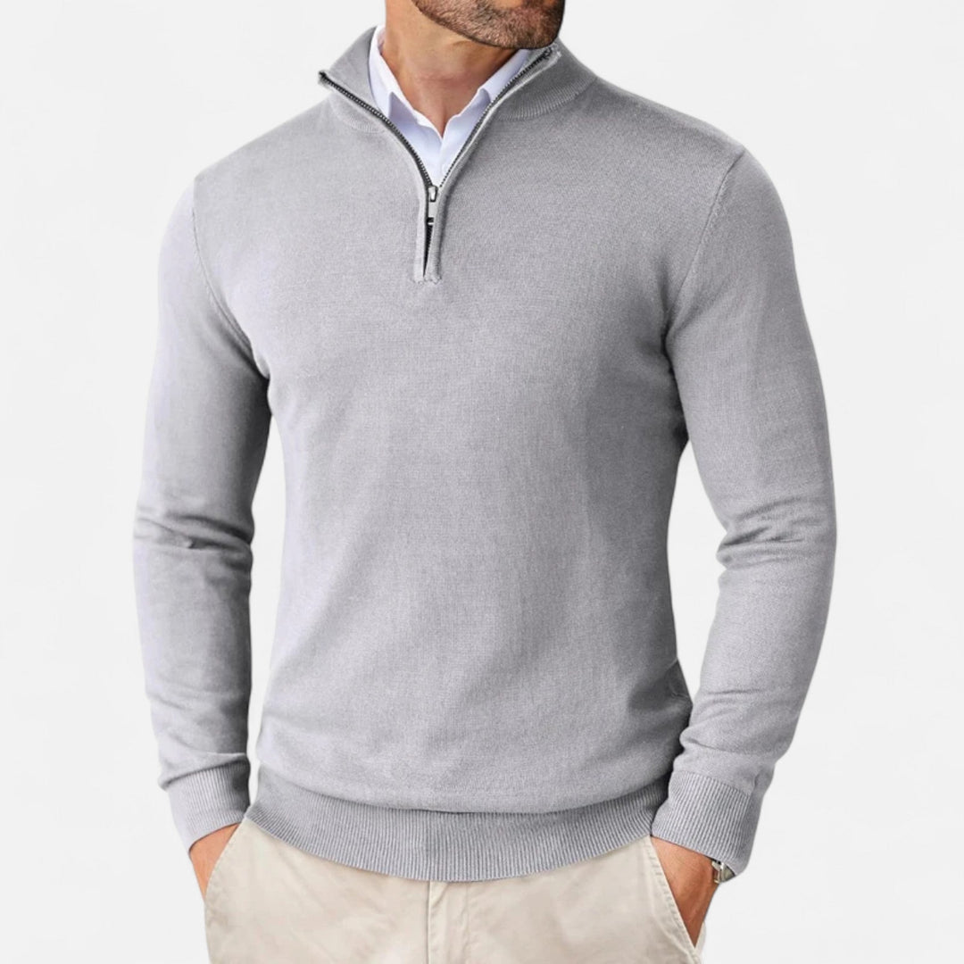 Pull ajusté pour homme à fermeture éclair courte