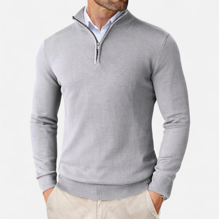 Pull ajusté pour homme à fermeture éclair courte