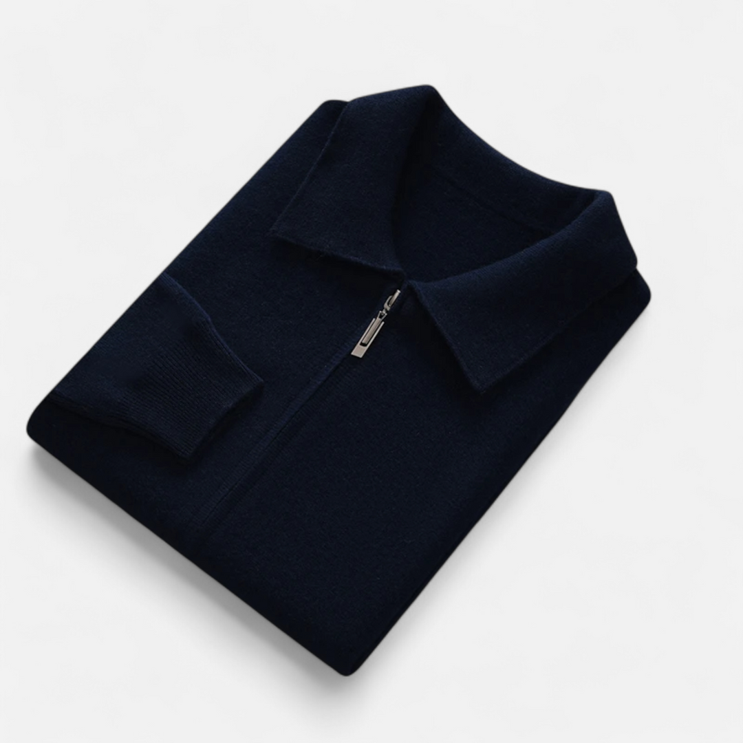 Men’s Wool-Cashmere Zip Business Sweater