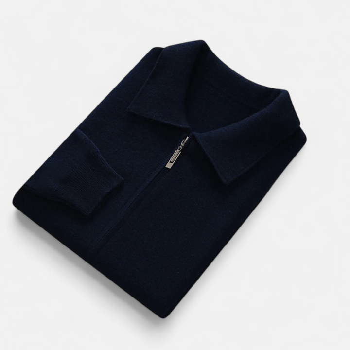 Men’s Wool-Cashmere Zip Business Sweater