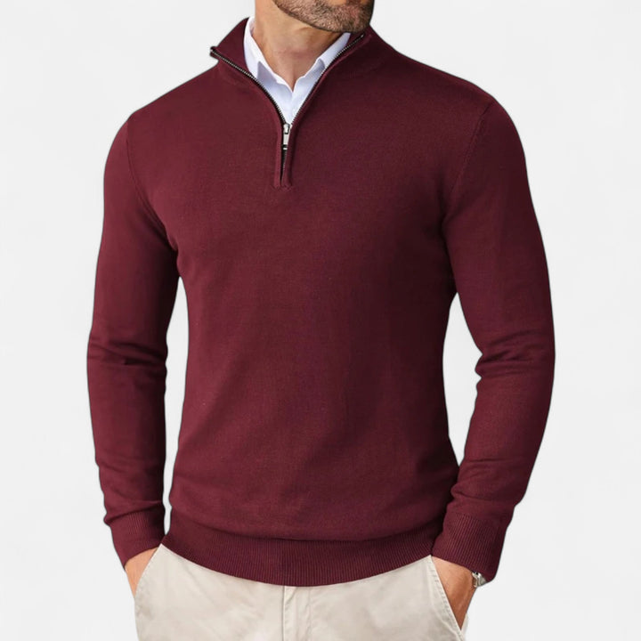 Pull ajusté pour homme à fermeture éclair courte